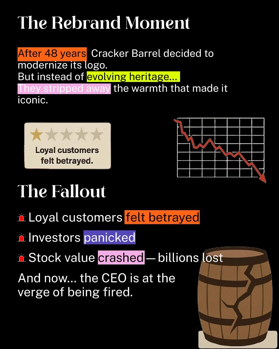 How I would have handled the Cracker Barrel rebrand — original Instagram carousel, slide 4 of 10